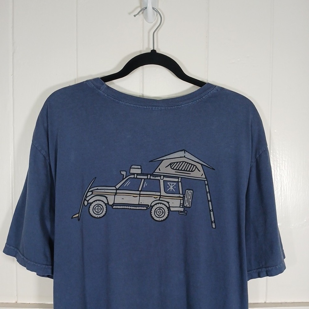 ROARK Shirt Premium Tee Artifacts Of Adventure Graphic Men's XL Cotton Blue SS - Picture 7 of 11